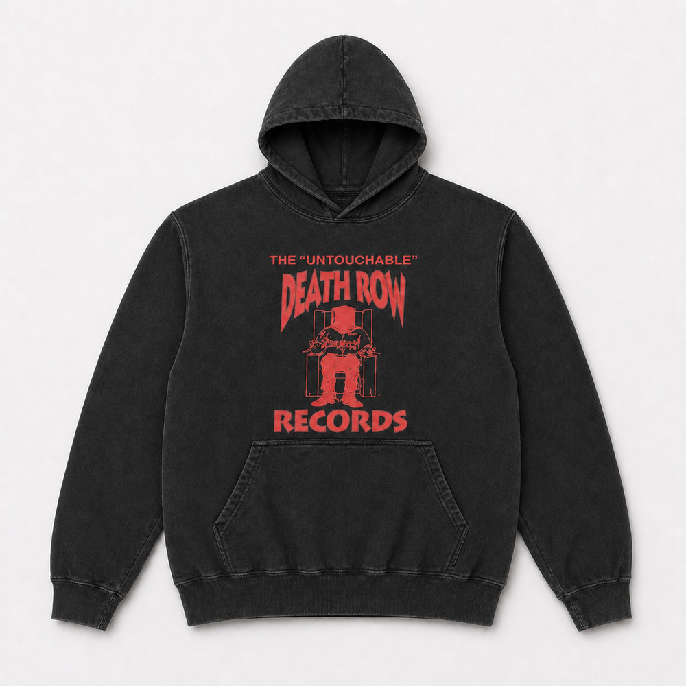 Death Row Records Hoodie Mens Medium Black Rap Hip Hop Graphic Tupac