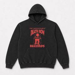 Death Row Records Hoodie Mens Medium Black Rap Hip Hop Graphic Tupac