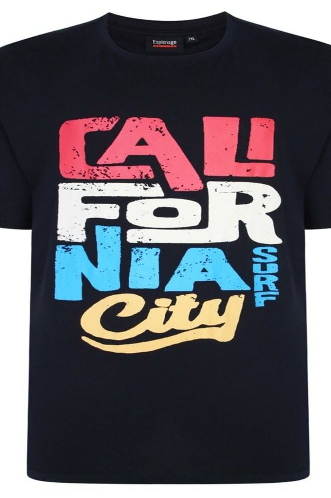 NEW IN ESPIONAGE BLACK CALIFORNIA TEE SHIRT T350 2XL3XL 4XL5XL6XL7XL8XL