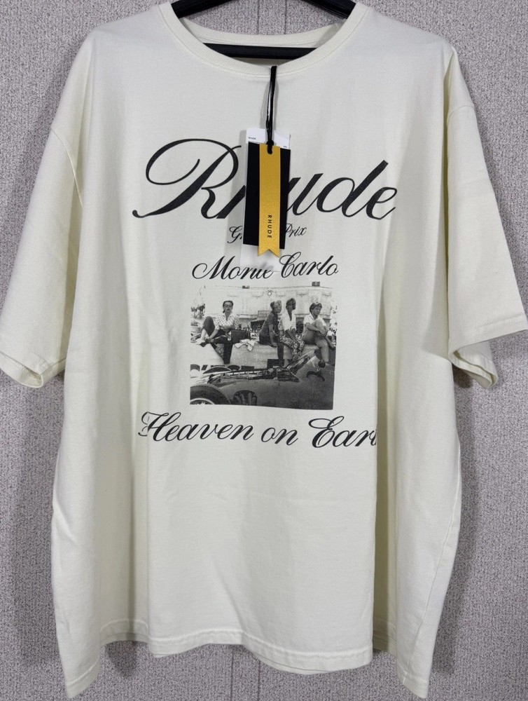 Rhude Heaven on Earth Graphic Tee XXL NWT Vintage White Made in USA Relaxed Fit