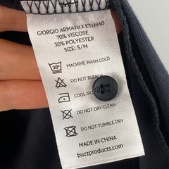 Giorgio Armani Etihad Black Henley Shirt Soft Viscose Logo Size Small/medium