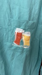 Vineyard Vines Beer Blue Graphic Print Pocket Crewneck Long Sleeve Tee S