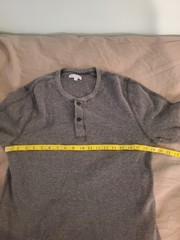 Wallace And Barnes Mens Large Gray Waffle Long Sleeve Henley Shirt