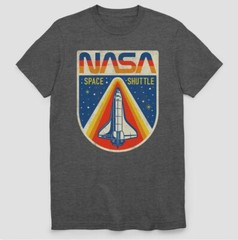 NASA Space Shuttle Logo T-shirt Mens S SMALL Gray Cape Canaveral Rocket NWT