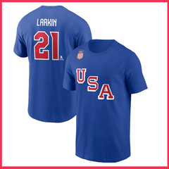 SALE 30% USA Hockey 2026 Player Name & Number T-Shirt Royal Blue Reprint Gildan