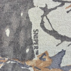 Vintage Ace Sportswear Single Stitch Sniper Camo Mens T-Shirt L Brown Ringer 80s
