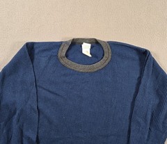 Vintage Northwest Territory Shirt Men Large Blue Waffle Knit Thermal Long Sleeve