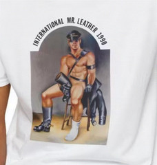 New Men’s Sexy White Tom of Finland Mr. Leather Short Sleeve Cotton T-Shirt-Gay