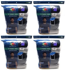 24 Fruit Of The Loom 2XL 50-52 Black Gray Pocket T-Shirts 2EG 127-132 CM
