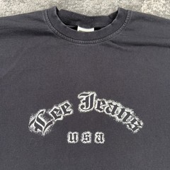 Vintage Lee Jeans Shirt Mens XL Black USA Gothic Spell Out Graphic Tee Spellout