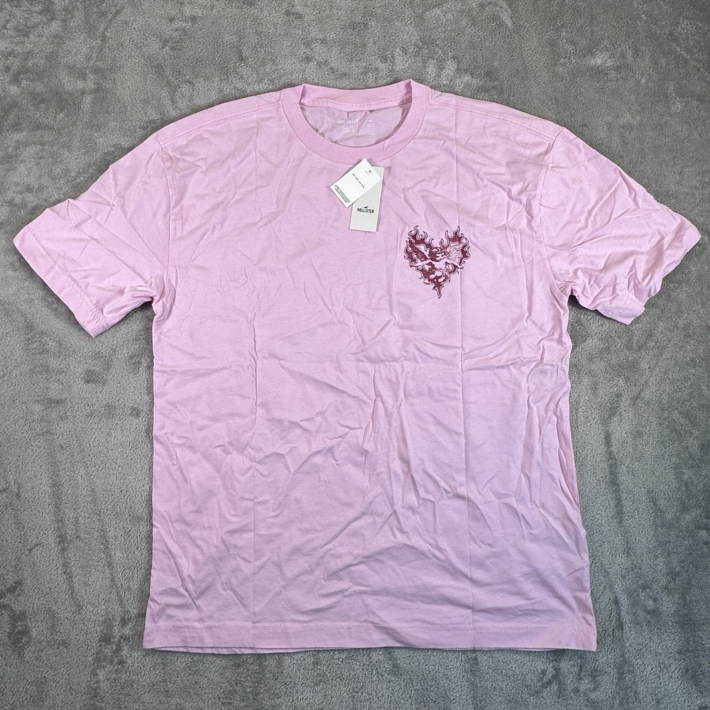 HOLLISTER Men’s Shirt ‘LOVE’ in Pastel Pink Size Medium