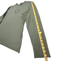 Life Is Good Crusher Log On Camp Fire Shirt Men Large Green Cotton Camping NEW