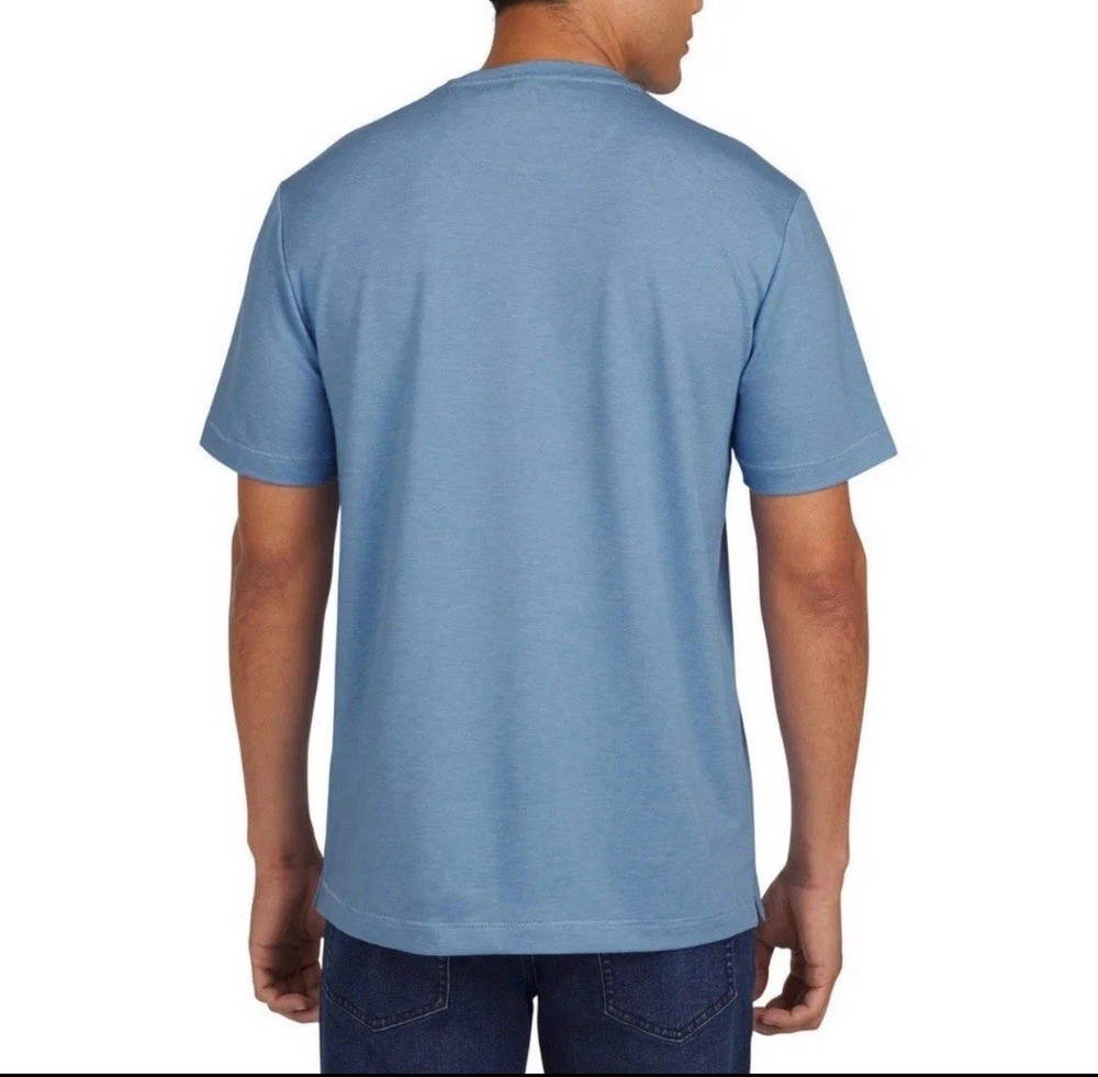 Lands’ End Men’s Short Sleeve Tee, Color Blue, Size Small, Classic Fit, Stretch.