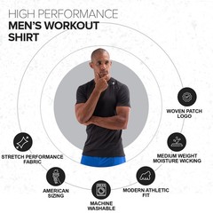 Hyperflex Mens Workout Shirts – Breathable Fitted Stretch Fabric Moisture Wic…