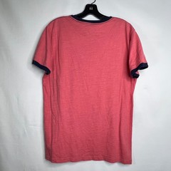 Lucky Brand Ron Puro Cubano Cane Rum Graphic Ringer Tee Mens M Retro Pink Red
