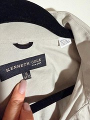 Kenneth Cole New York Cotton Blend Button Up Shirt Men’s Beige Minimalist Long