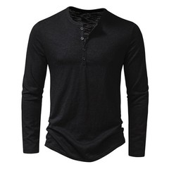 Camisa De Manga Larga Moda Lujo Camiseta Elegante Algodón Cuello V Para Hombres