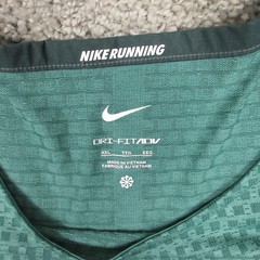 Nike Shirt Mens 2XL Green Geometric Drifit ADV Running Performance Wicking Logo