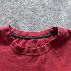 Vintage Blank Shirt Mens Large Red Solid Crew Neck Logo Tee Casual Basic Classic