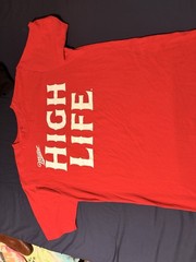 Miller High Life Graphic Logo Red/White Cotton Crew Neck Tee Men’s L