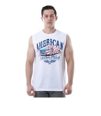 Way To Celebrate Men’s White American Custom Pickup Graphic Muscle Tank Top