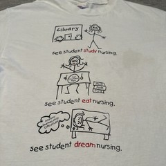 Vintage 90s Study Eat Dream Nurse RN Single Stitch Shirt Large Cartoon VTG