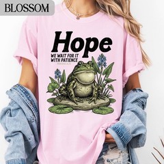 Christian Frog T-Shirt Romans 8 25 Hope Bible Verse Faith Graphic Tee