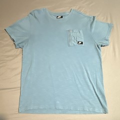 Nike Mens Blue Solid Crew Neck Short Sleeve Cotton Knit T-Shirt Zip Pocket M