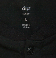 Large Dip Black Solid Short Sleeve 3-Button Sleep Poly Spandex T-Shirt Top V12