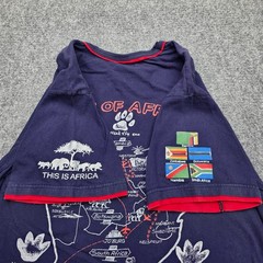 Extra Large Africa Safari VTG Animal Map T Shirt Double Ringer Souvenir Navy