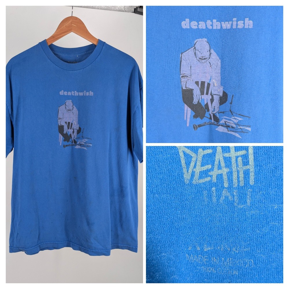 Deathwish Skateboards Death Chair T Shirt Blue XL Thrashed Brian Romero Thrashed
