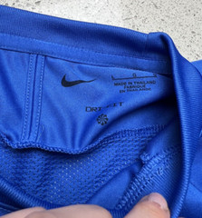 NIKE BLUE EMBROIDERED SWOOSH DRI-FIT T SHIRT SZ L