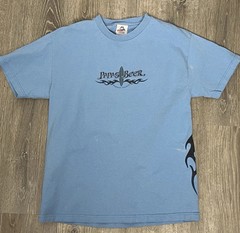 Vintage 90s T Shirt Large Blue Surf Tribal Graphic Print Tee Papas & Beer Mexico