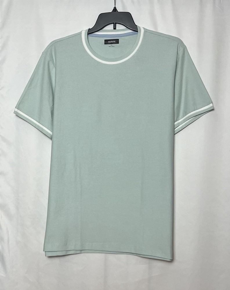 Alfani Men’s Tipped Textured Pique Short Sleeve T-Shirt Blue 2XL