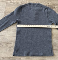 Wallace & Barnes Henley Shirt Mens Large Gray Thermal Waffle Knit Long Sleeve