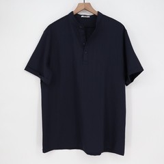 COOFANDY Mens Navy Blue Striped Collar Short Sleeve Button Up Shirt Size L