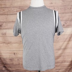 Murano Shirt Mens Large Gray Slim Fit Liquid Luxury Shoulder Stripe Short Sleeve