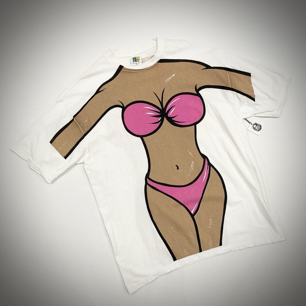 NEW! Vintage Bikini Beach Body Cover Up T-Shirt Classic OG Novelty Adult Size XL