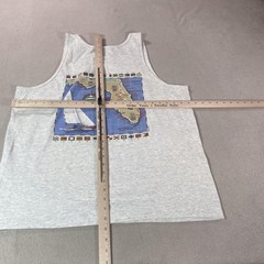 Vintage Panama Jack Shirt Mens XL Gray Florida Map Sailboat Nautical Tank Top