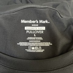 Mens Large Favorite Soft Pullover Black Shirt Front Zipped Pocket Members Mark