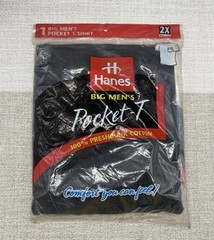 Vintage Hanes Big Men’s Pocket T-shirt Black Size 2XL (50-52) NEW
