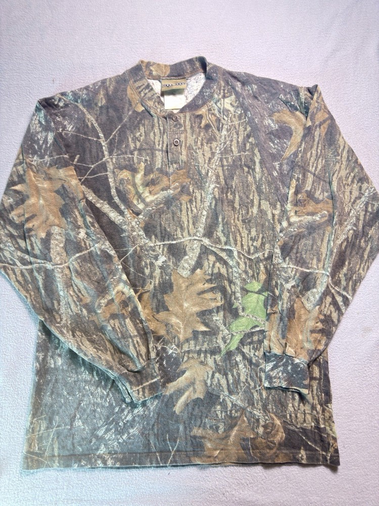 Vintage Jerzees Mossy Oak Shirt Mens L Camo Long Sleeve Y2K 90s