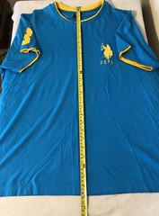 USPA US POLO Blue Yellow Crew Neck Short Sleeve T-Shirt Men’s Large L