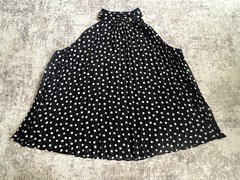 Karllagerfeld Blouse Women Medium Pleated Shirt Black White Polka Dot Top