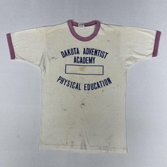 Vintage School Athletics Shirt White Dakota Adventist Academy Ringer PE Tee