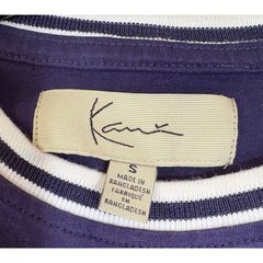 VTG Karl Kani Est. 1989 Mens T-Shirt Small Blue White Striped Trim Short Sleeve