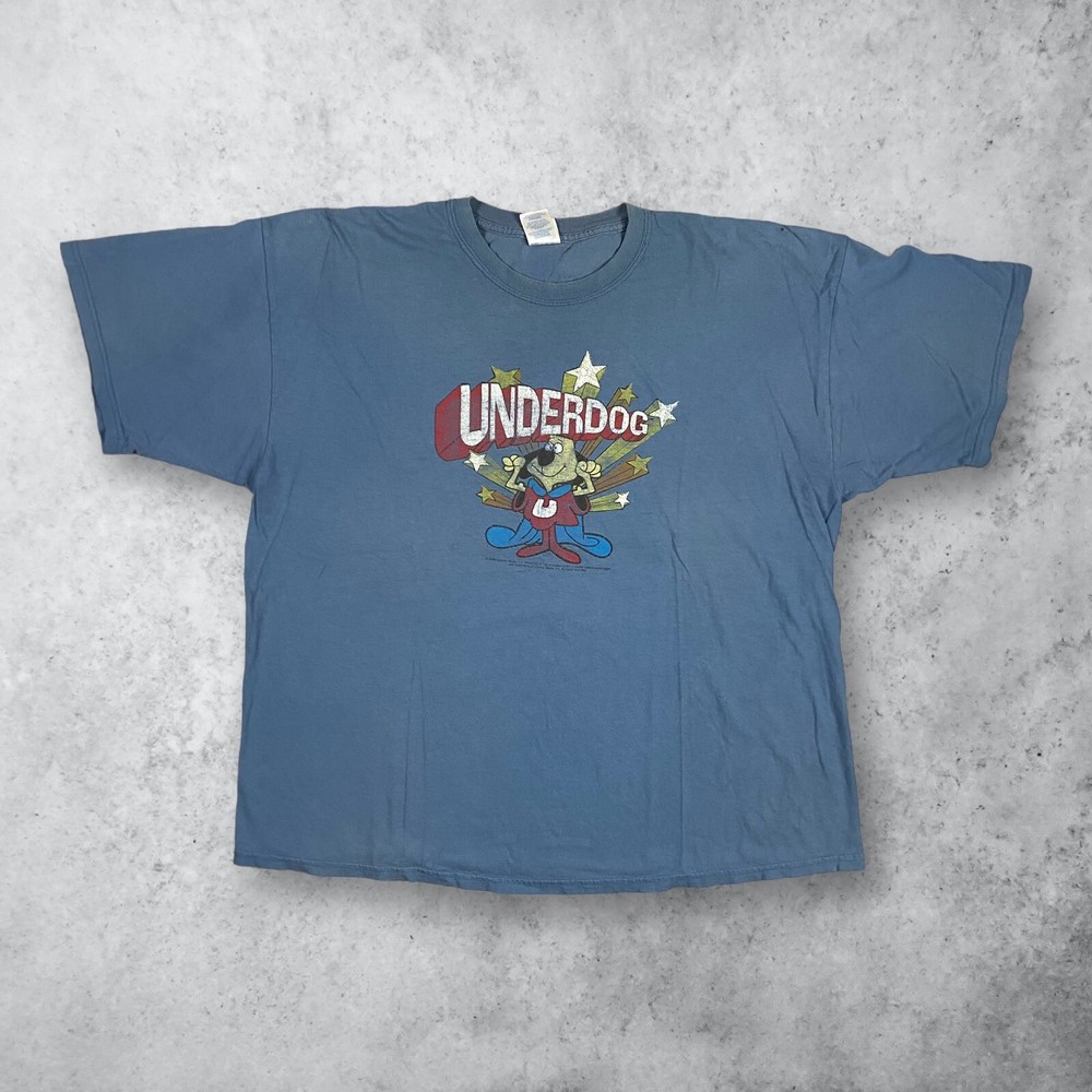 Vintage 90s Y2K Underdog Cartoon Promo Graphic T-Shirt Blue Size 2XL