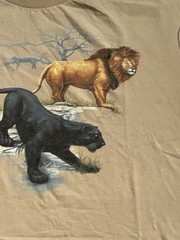 Vintage Universal Studios Big Cats Wraparound Tee Beige XXL Nature Lion Tiger