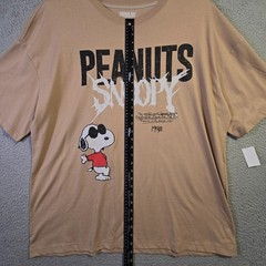 Peanuts® Snoopy Shirt Mens 2XL Brown Distressed Charlie Brown Baggy Street NWT