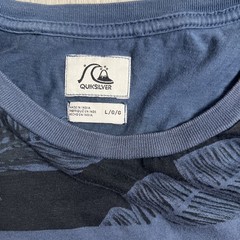 Quiksilver Floral Shirt Mens Large Blue Striped Beach Summer Hawaiian Tropical